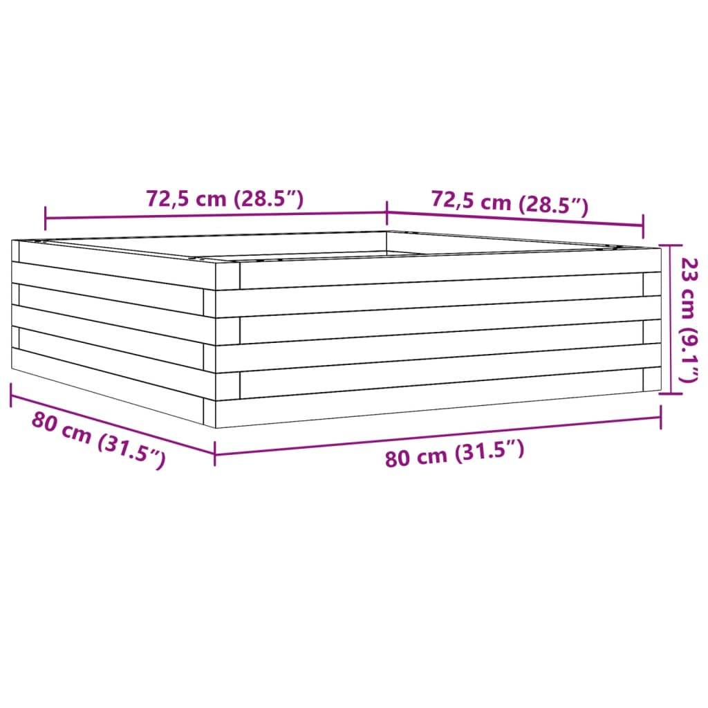 vidaXL Pflanzkübel Weiß 80x80x23 cm Massivholz Kiefer