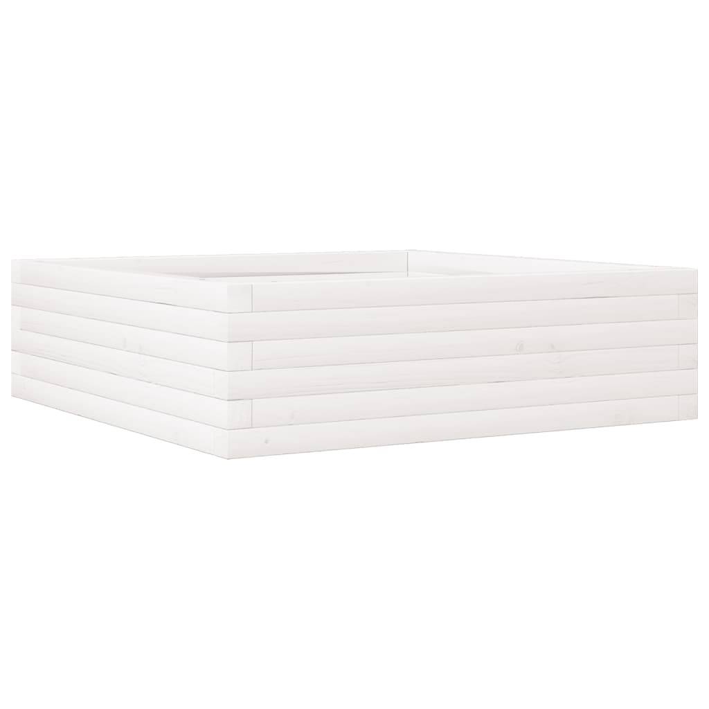 vidaXL Pflanzkübel Weiß 80x80x23 cm Massivholz Kiefer