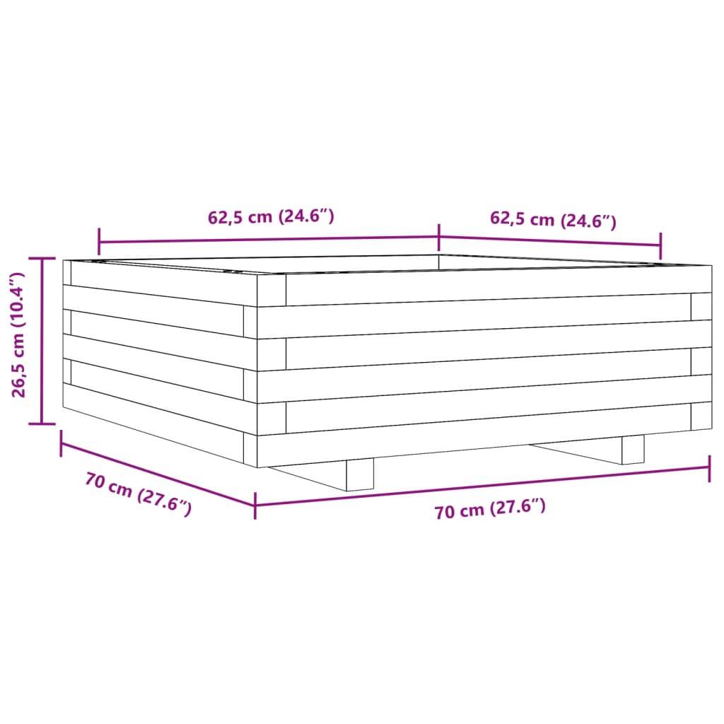 vidaXL Pflanzkübel Wachsbraun 70x70x26,5 cm Massivholz Kiefer