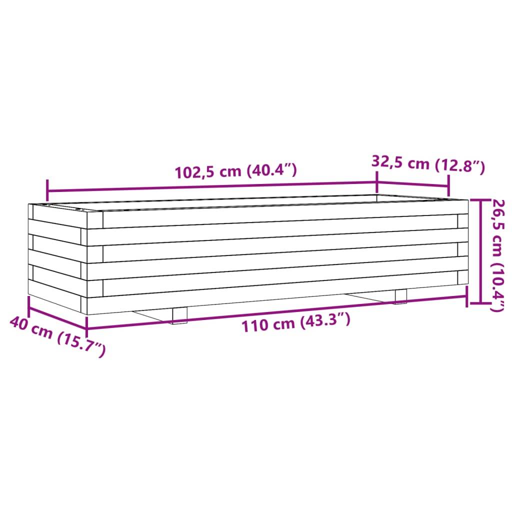 vidaXL Pflanzkübel Wachsbraun 110x40x26,5 cm Massivholz Kiefer