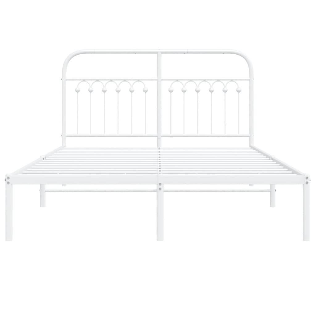 vidaXL Bettgestell mit Kopfteil Metall Weiß 135x190 cm