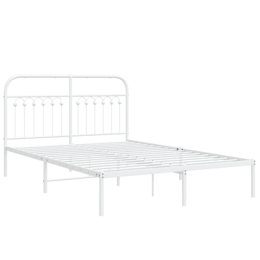 vidaXL Bettgestell mit Kopfteil Metall Weiß 135x190 cm
