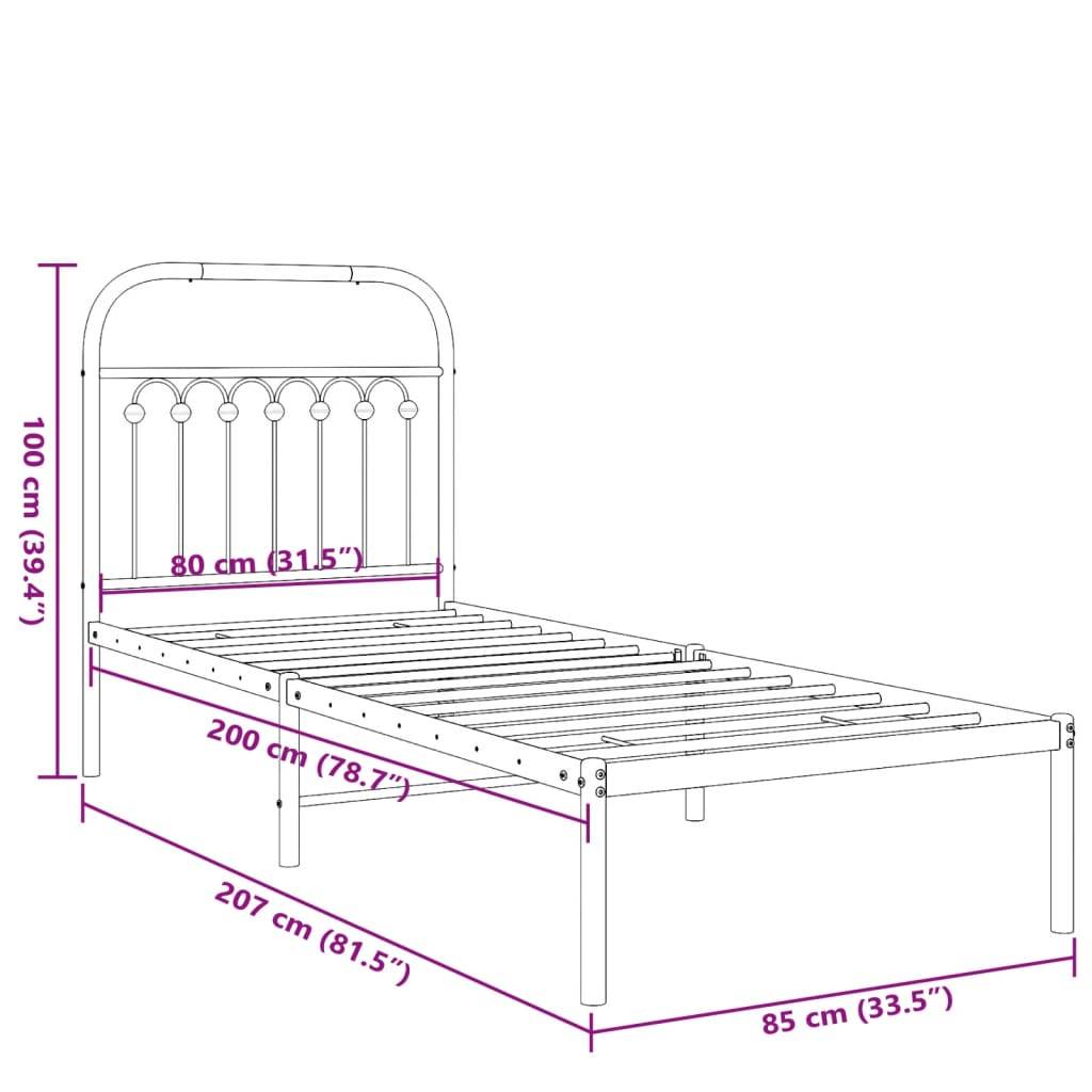 vidaXL Bettgestell mit Kopfteil Metall Weiß 80x200 cm