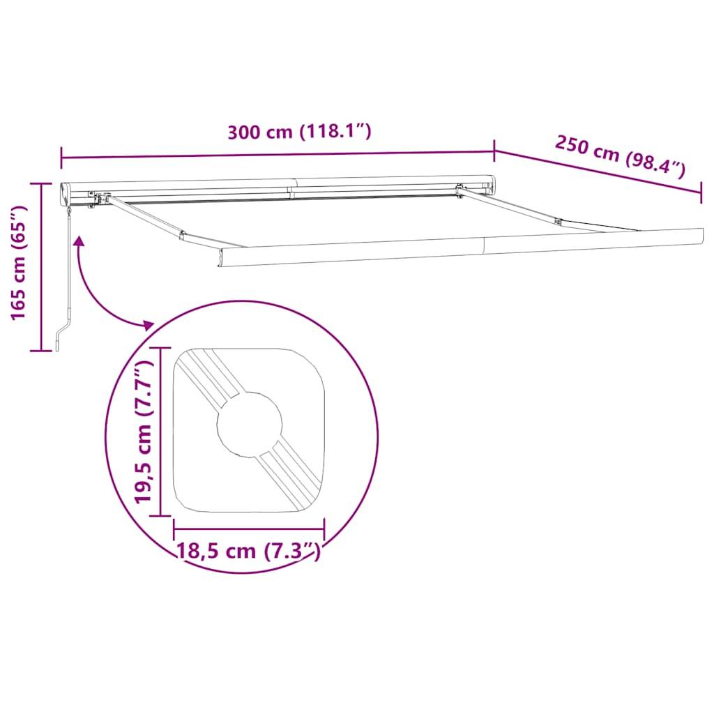 vidaXL Markise Einziehbar Anthrazit und Weiß 3x2,5 m Stoff & Aluminium