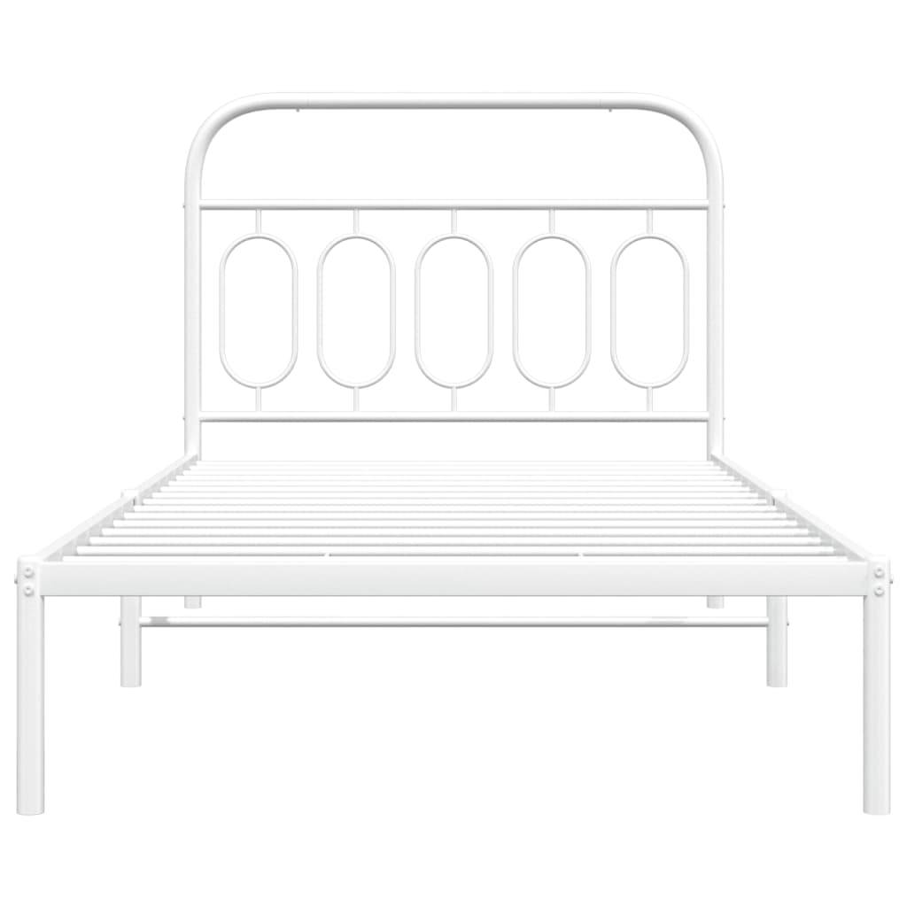 vidaXL Bettgestell mit Kopfteil Metall Weiß 100x200 cm