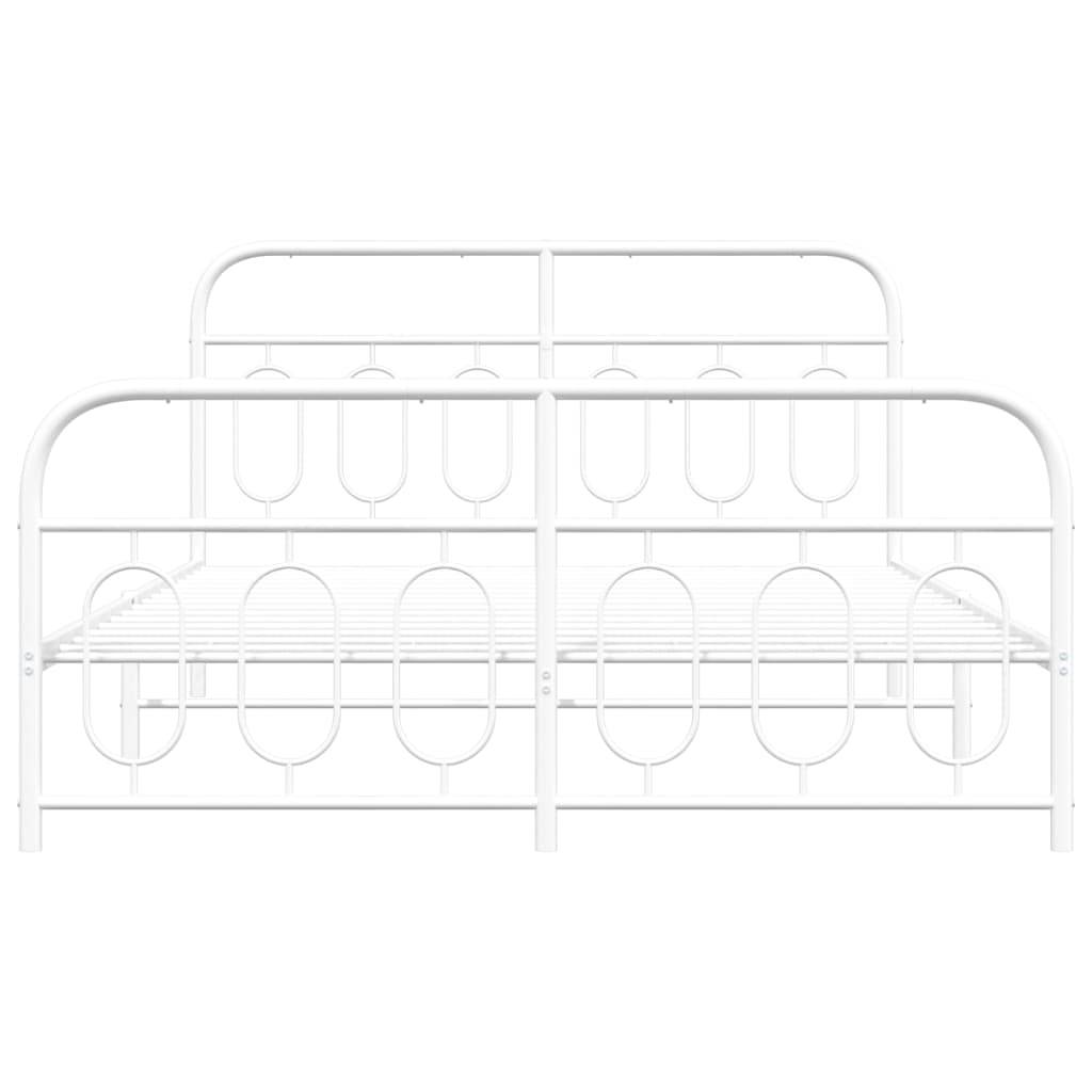 vidaXL Bettgestell mit Kopf- und Fußteil Metall Weiß 140x190 cm