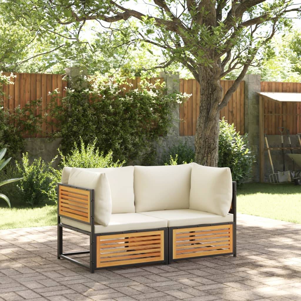 vidaXL Garten-Ecksofa mit Kissen Massivholz Akazie