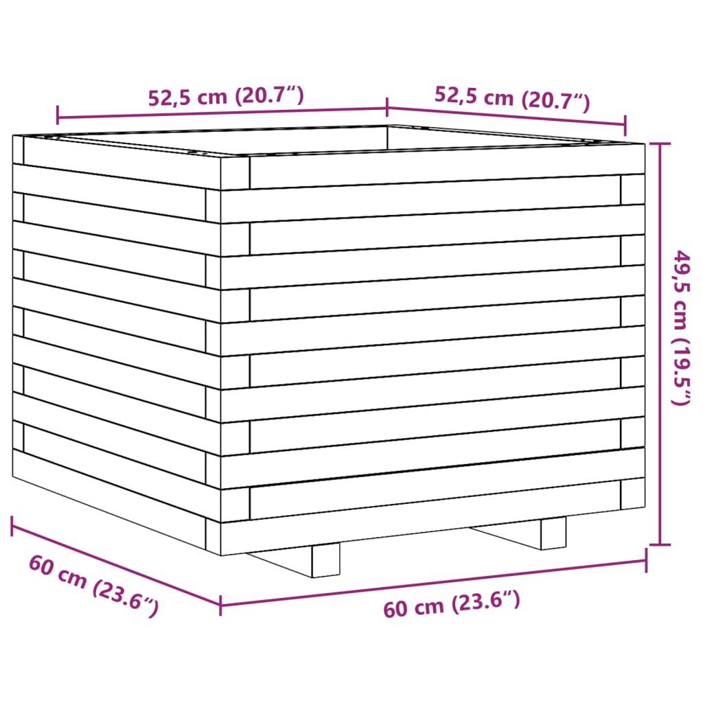 vidaXL Pflanzkübel Wachsbraun 60x60x49,5 cm Massivholz Kiefer