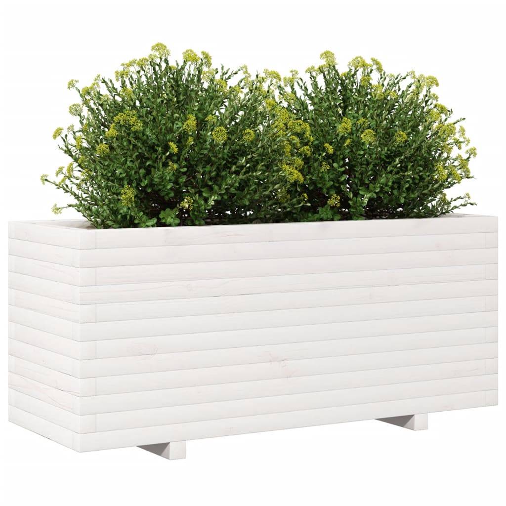 vidaXL Pflanzkübel Weiß 110x40x49,5 cm Massivholz Kiefer