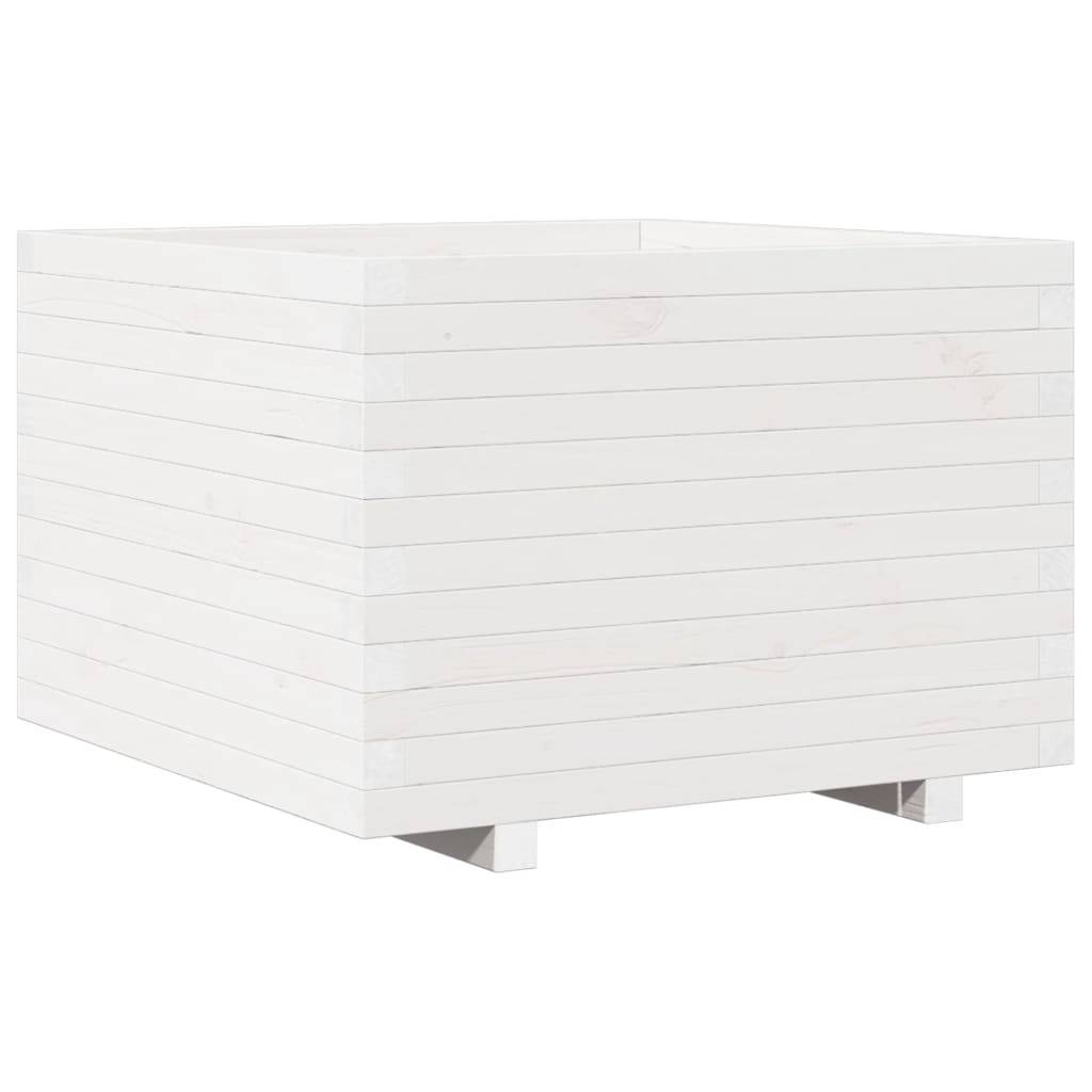 vidaXL Pflanzkübel Weiß 70x70x49,5 cm Massivholz Kiefer