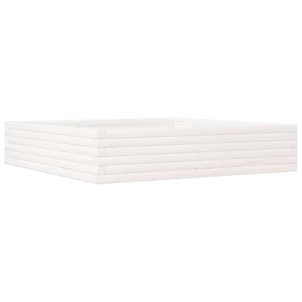 vidaXL Pflanzkübel Weiß 110x110x23 cm Massivholz Kiefer