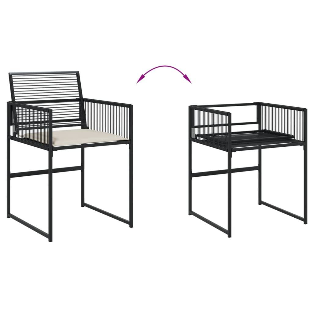 vidaXL 5-tlg. Garten-Essgruppe mit Kissen Schwarz Poly Rattan