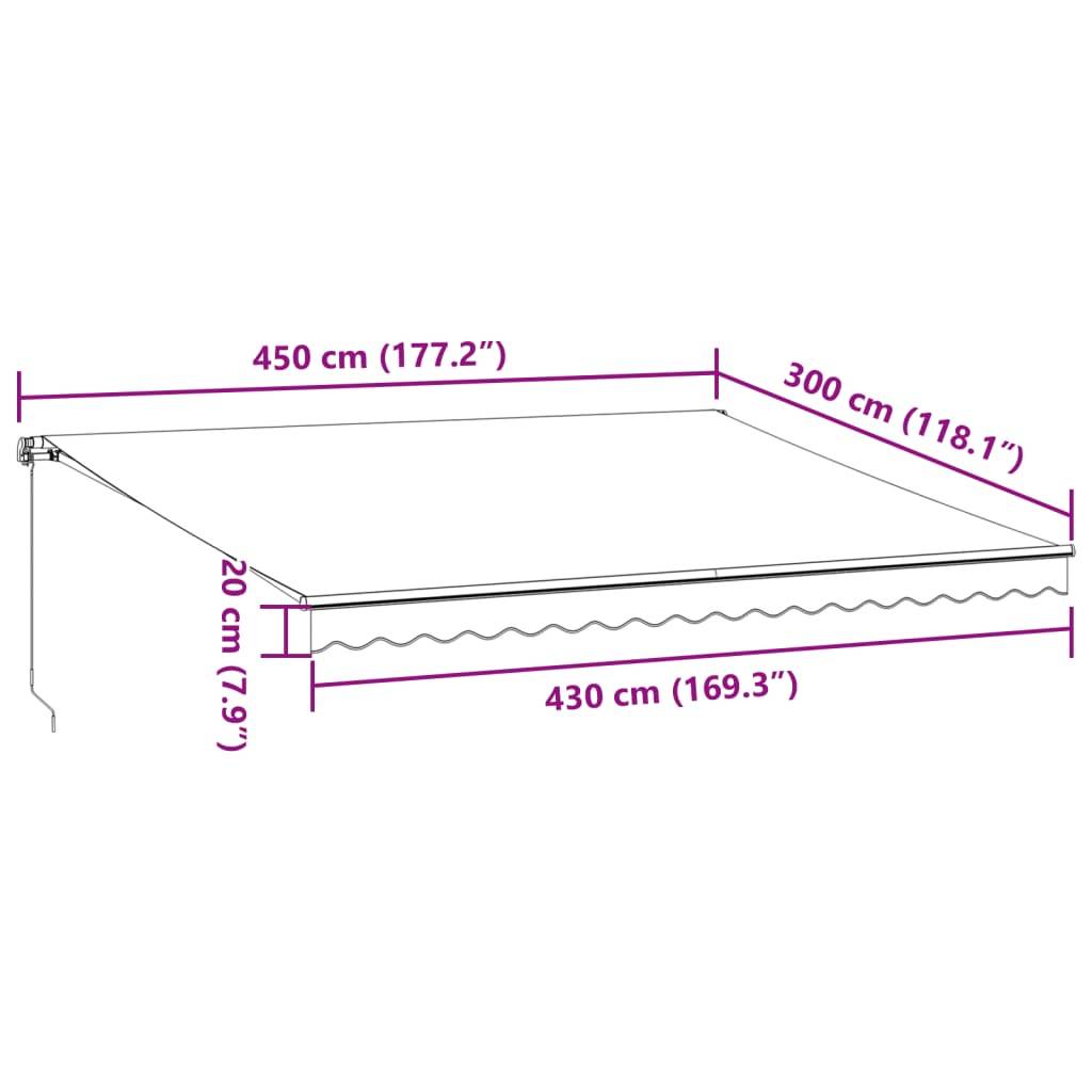 vidaXL Markise Manuell Weinrot 450x300 cm