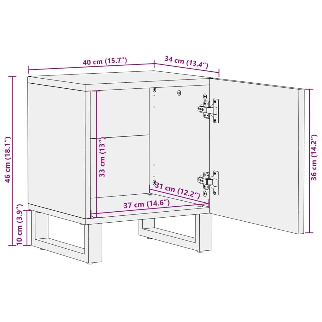 vidaXL Nachttische 2 Stk. 40x34x46 cm Massivholz Akazie