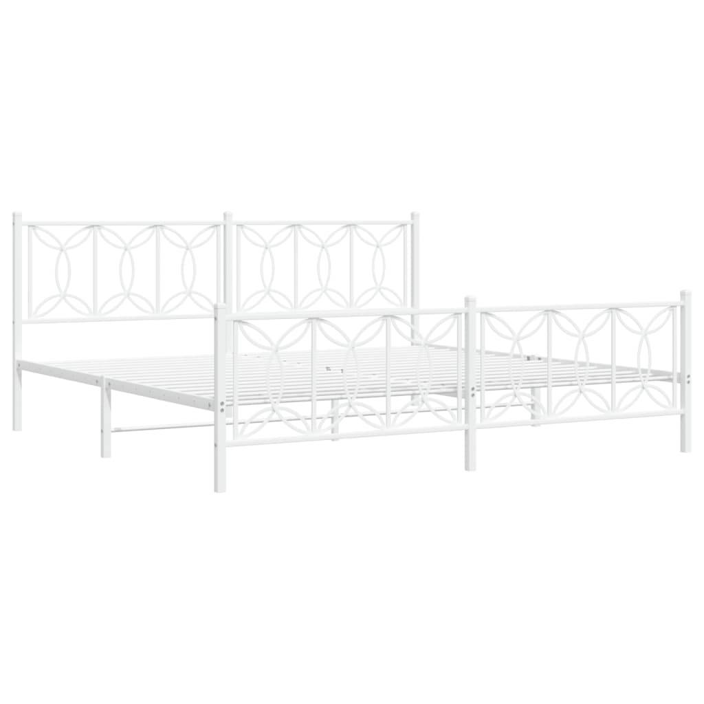 vidaXL Bettgestell mit Kopf- und Fußteil Metall Weiß 200x200 cm