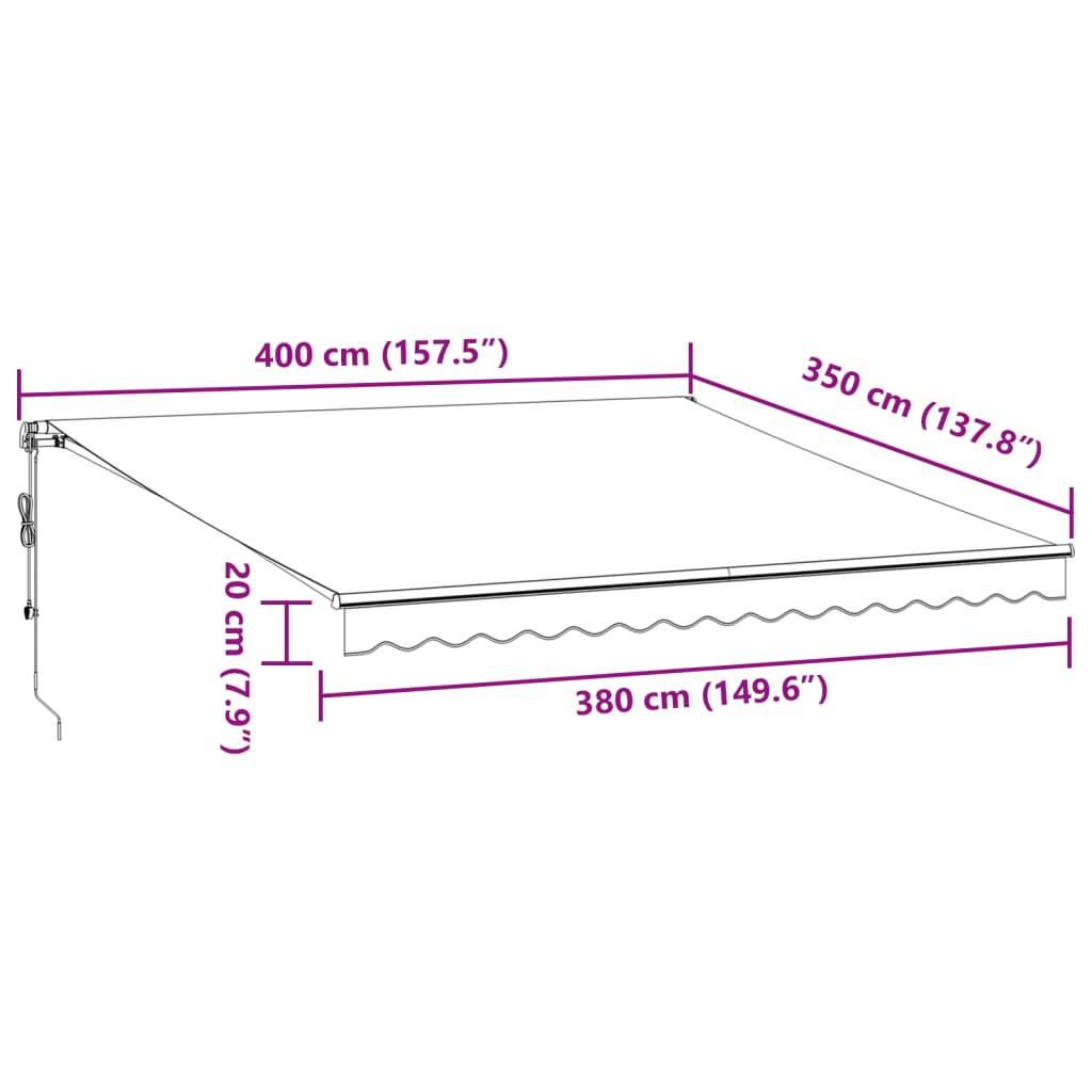vidaXL Markise Automatisch mit LED Weinrot 400x350 cm