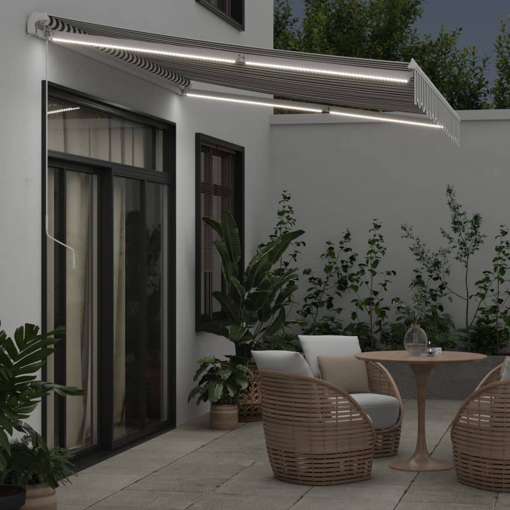 vidaXL Markise mit LED-Beleuchtung Manuell Anthrazit & Weiß 350x250 cm