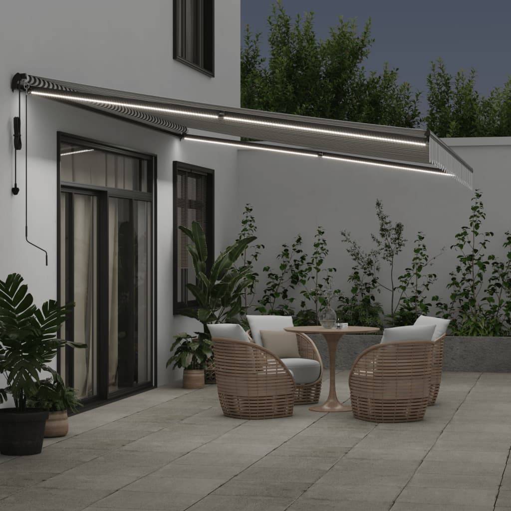 vidaXL Markise Automatisch mit LEDs Anthrazit & Weiß 500x350 cm