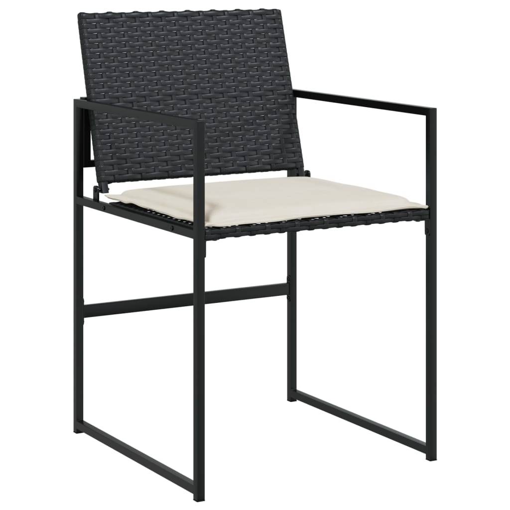 vidaXL 7-tlg. Garten-Essgruppe mit Kissen Schwarz Poly Rattan