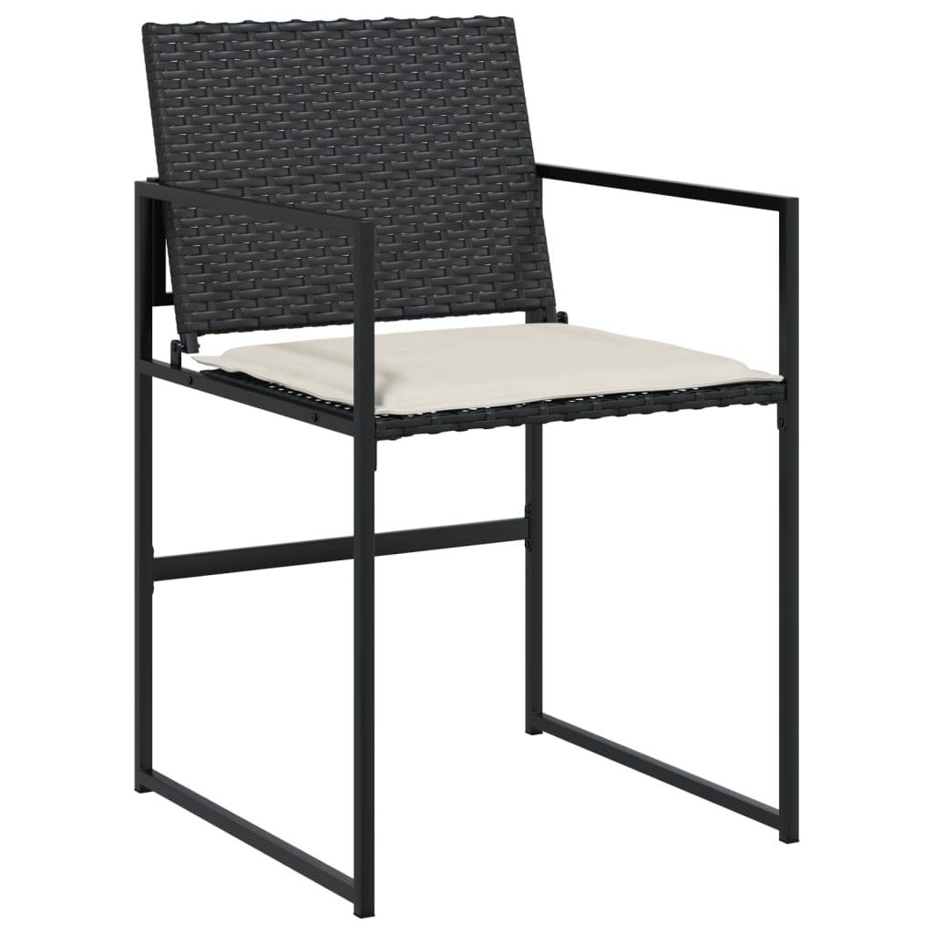 vidaXL 5-tlg. Garten-Essgruppe mit Kissen Schwarz Poly Rattan