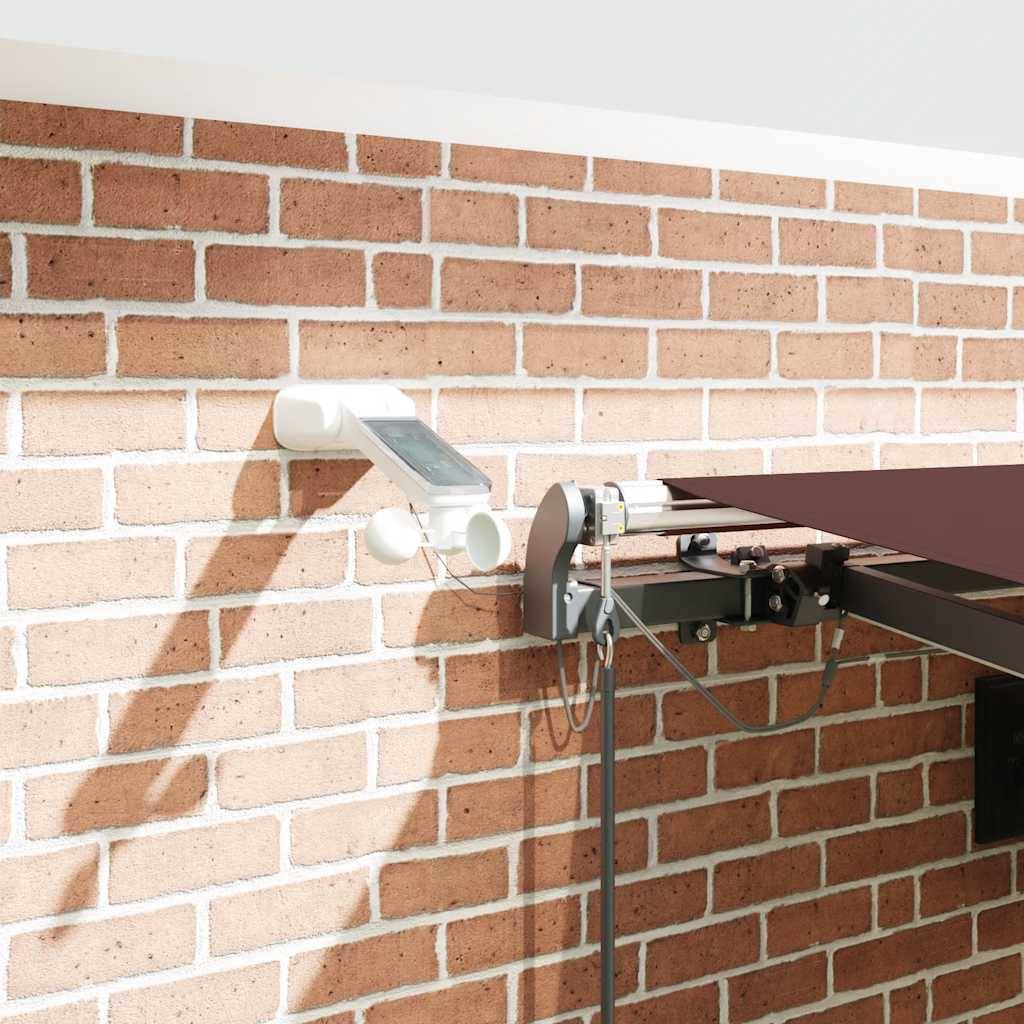 vidaXL Markise Automatisch mit LEDs Weinrot 450x300 cm