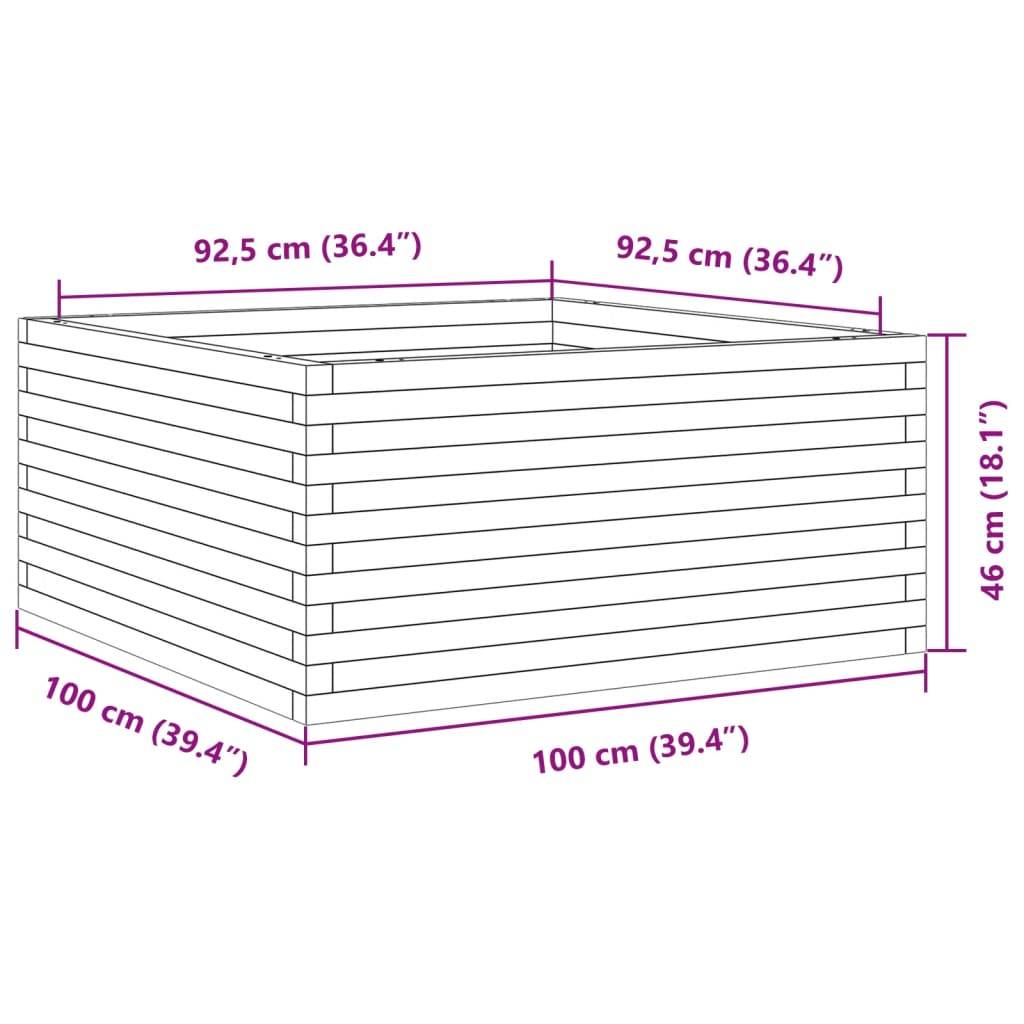 vidaXL Pflanzkübel Wachsbraun 100x100x46 cm Massivholz Kiefer