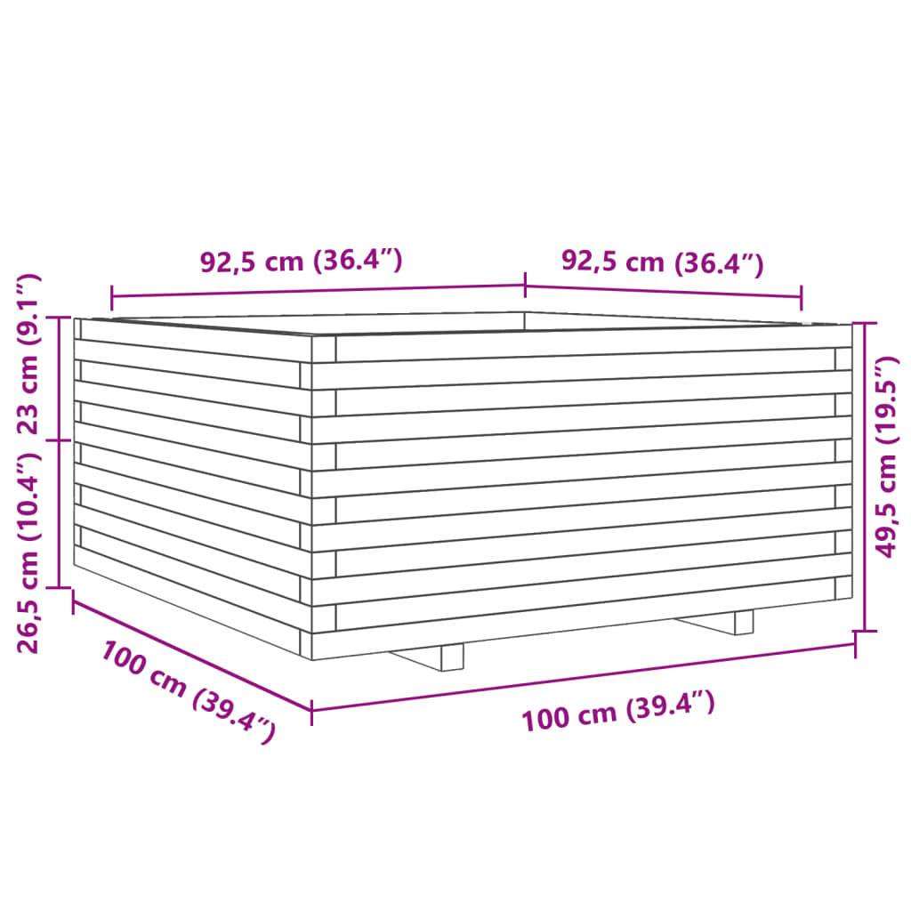 vidaXL Pflanzkübel Weiß 100x100x49,5 cm Massivholz Kiefer