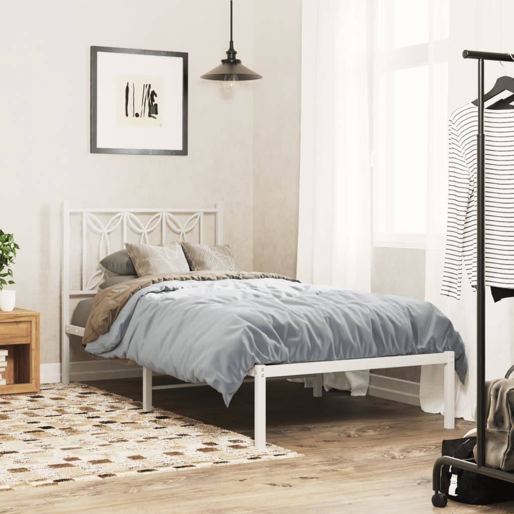 vidaXL Bettgestell mit Kopfteil Metall Weiß 90x200 cm