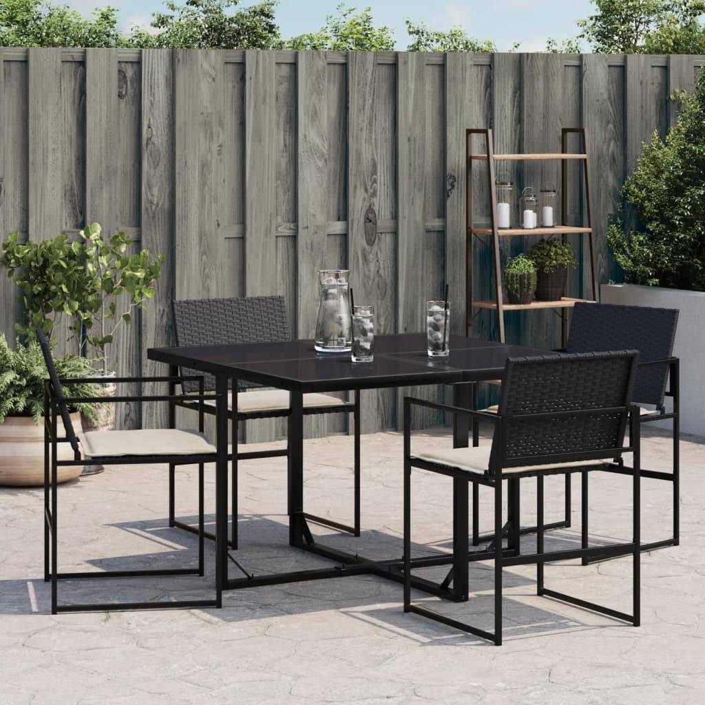 vidaXL Gartenstühle mit Kissen 4 Stk. Schwarz Poly Rattan