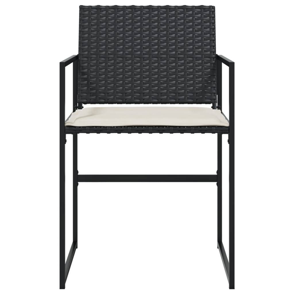 vidaXL Gartenstühle mit Kissen 4 Stk. Schwarz Poly Rattan