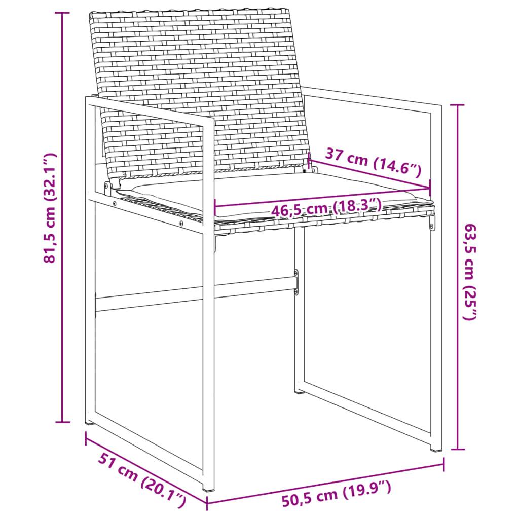 vidaXL Gartenstühle mit Kissen 4 Stk. Schwarz Poly Rattan
