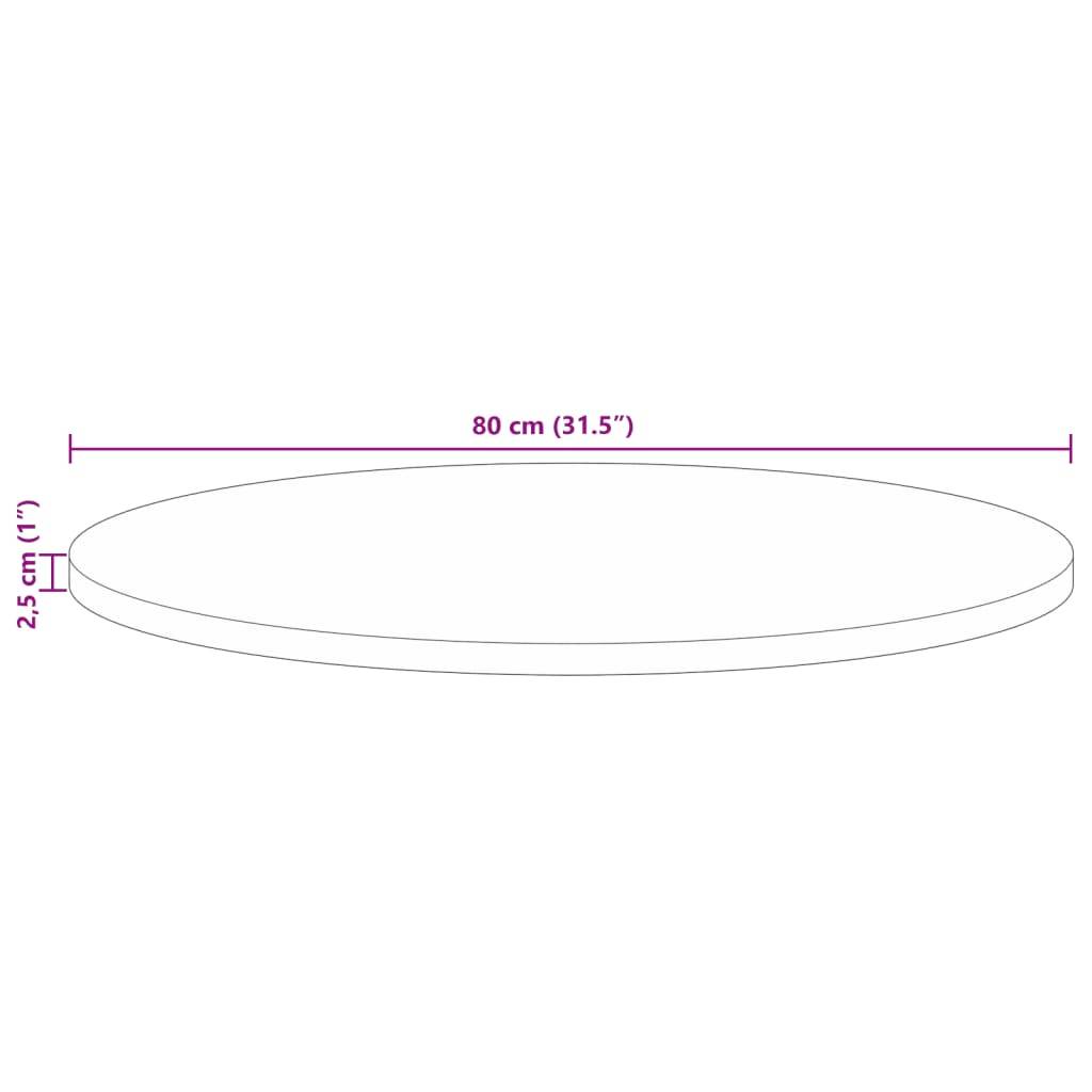 vidaXL Tischplatte Ø 80x2,5 cm Rund Altholz Massiv