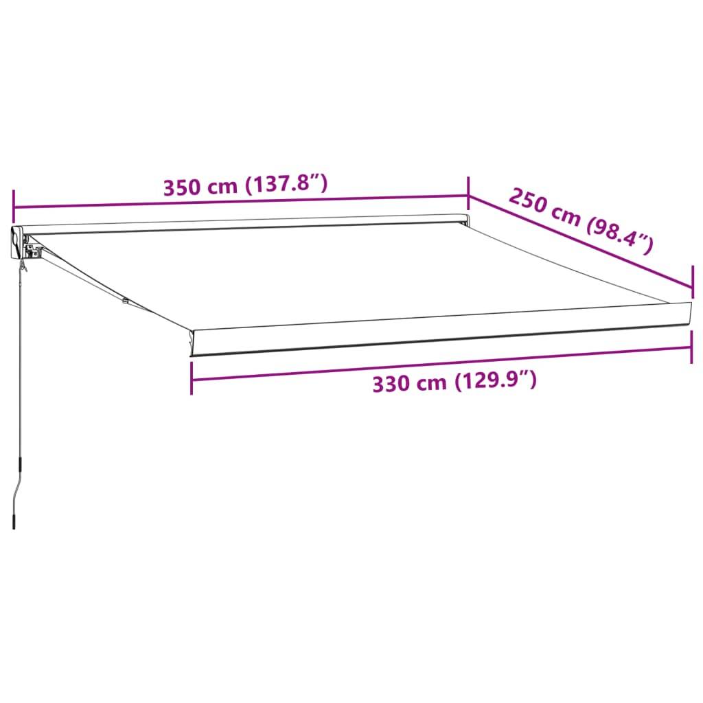 vidaXL Markise Manuell Weinrot 350x250 cm