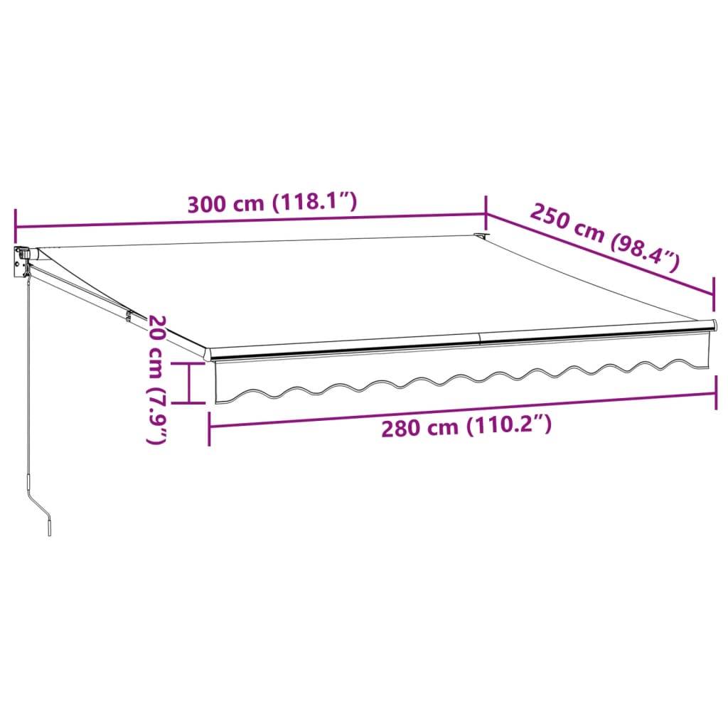 vidaXL Markise Einziehbar Anthrazit und Weiß 3x2,5 m Stoff & Aluminium