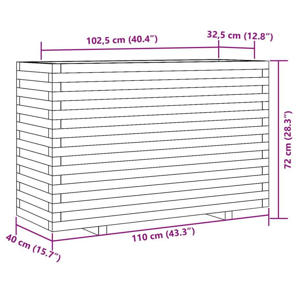 vidaXL Pflanzkübel Wachsbraun 110x40x72 cm Massivholz Kiefer