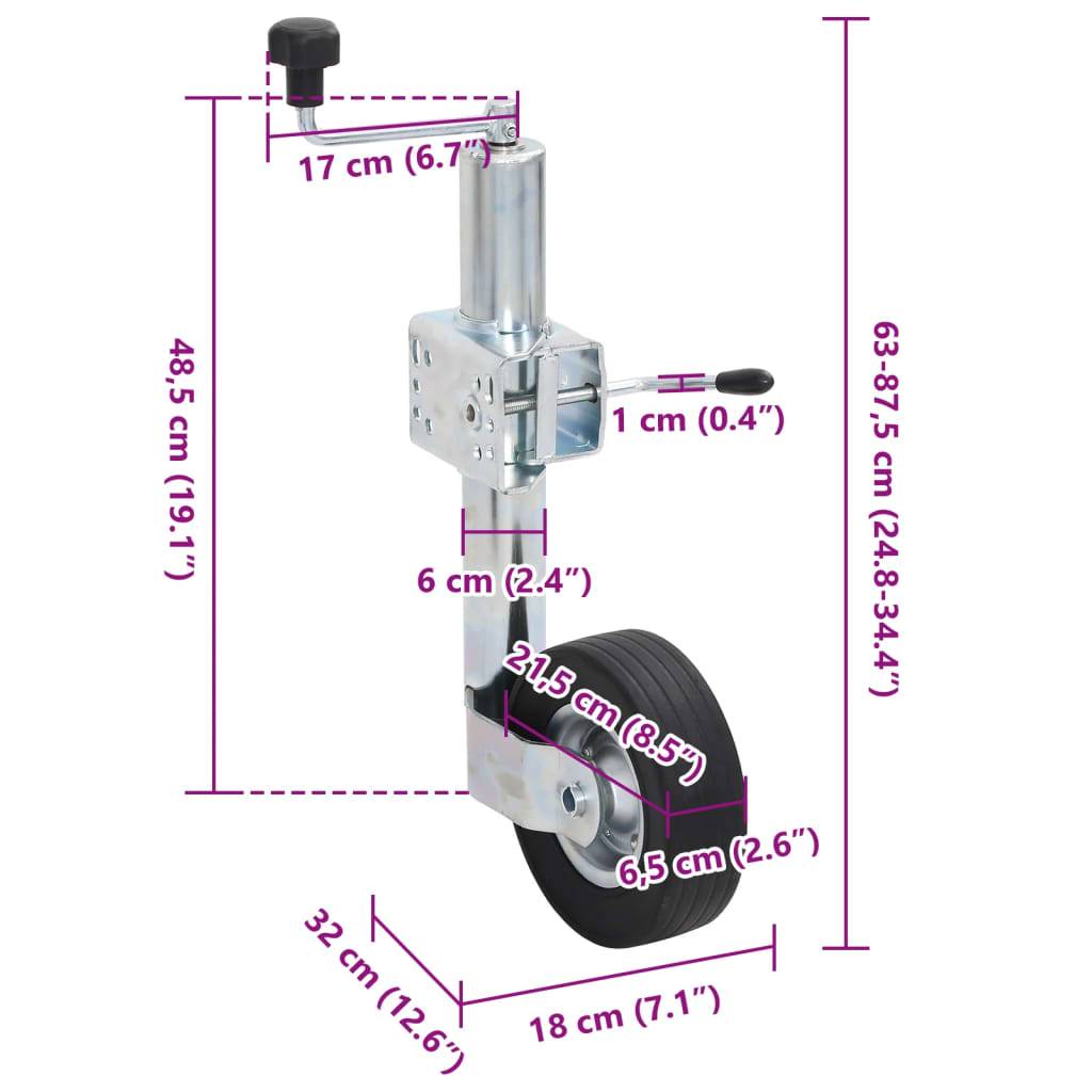 vidaXL Stützrad für Anhänger mit Klemme 60 mm Verzinkter Stahl