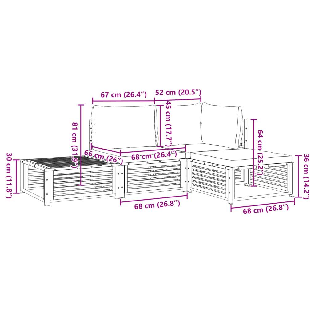 vidaXL 4-tlg. Garten-Sofagarnitur mit Kissen Massivholz Akazie