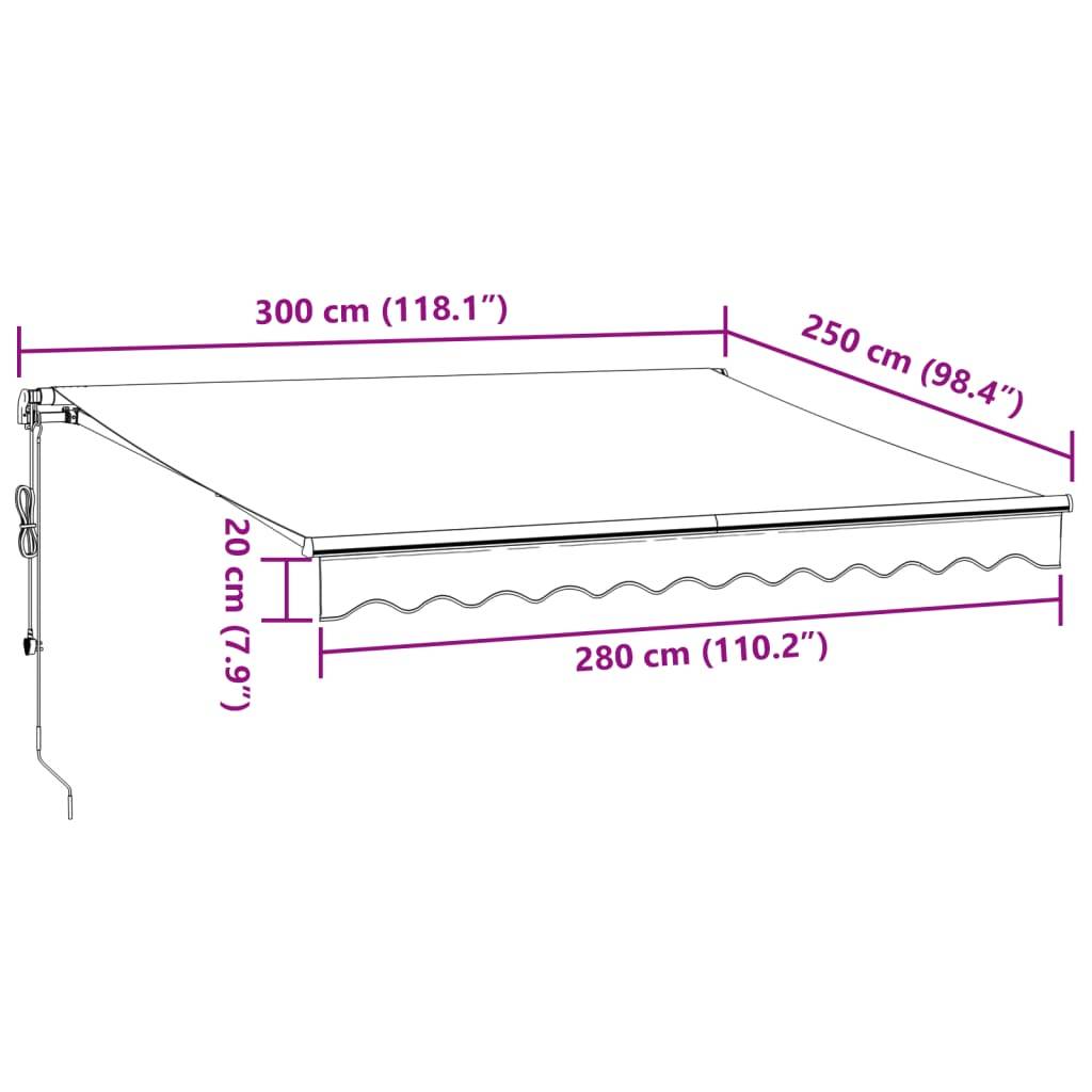 vidaXL Markise Automatisch mit LED Anthrazit & Weiß 300x250 cm