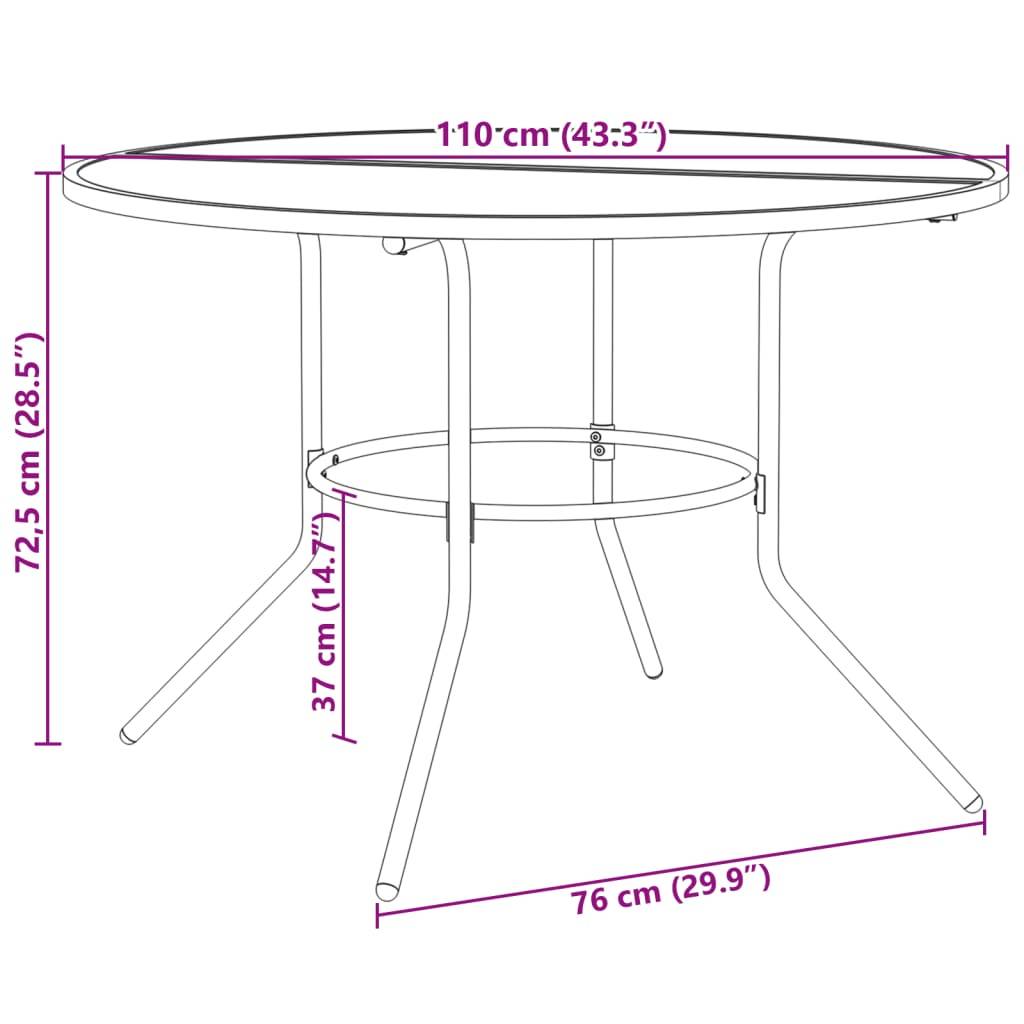 vidaXL Gartenstuhl-Set 7-tlg. Stapelbar Pulverbeschichteter Stahl