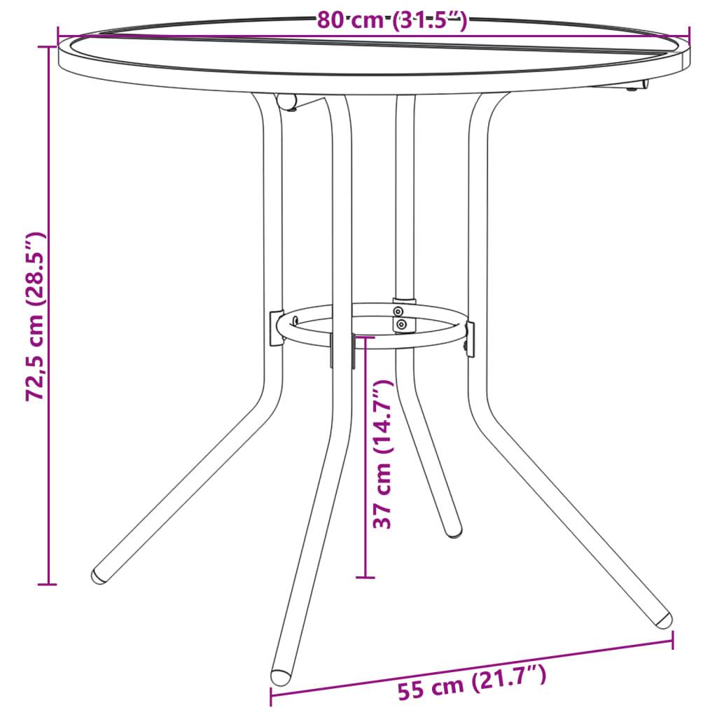 vidaXL Gartenstuhl-Set 3-tlg. Verstellbar Pulverbeschichteter Stahl