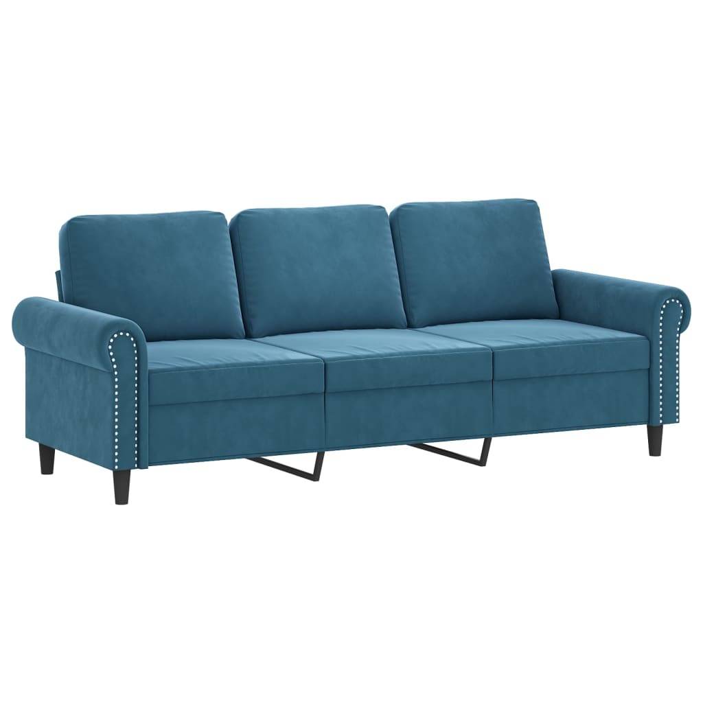 vidaXL 3-tlg. Sofagarnitur mit Kissen Blau Samt