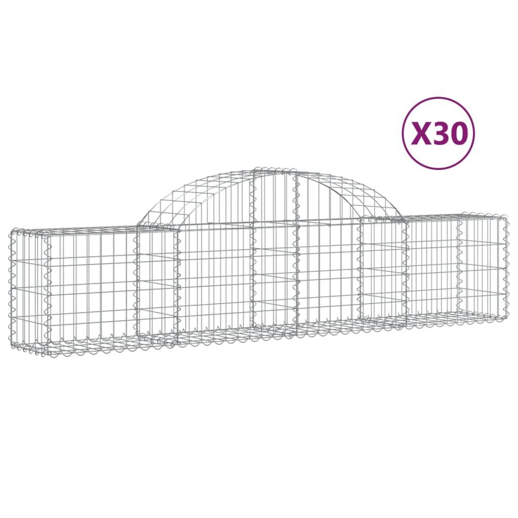 vidaXL Gabionen mit Hochbogen 30 Stk. 200x30x40/60 cm Verzinktes Eisen