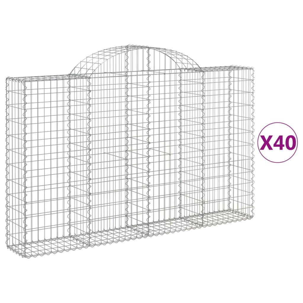 vidaXL Gabionen mit Hochbogen 40Stk. 200x30x120/140cm Verzinktes Eisen