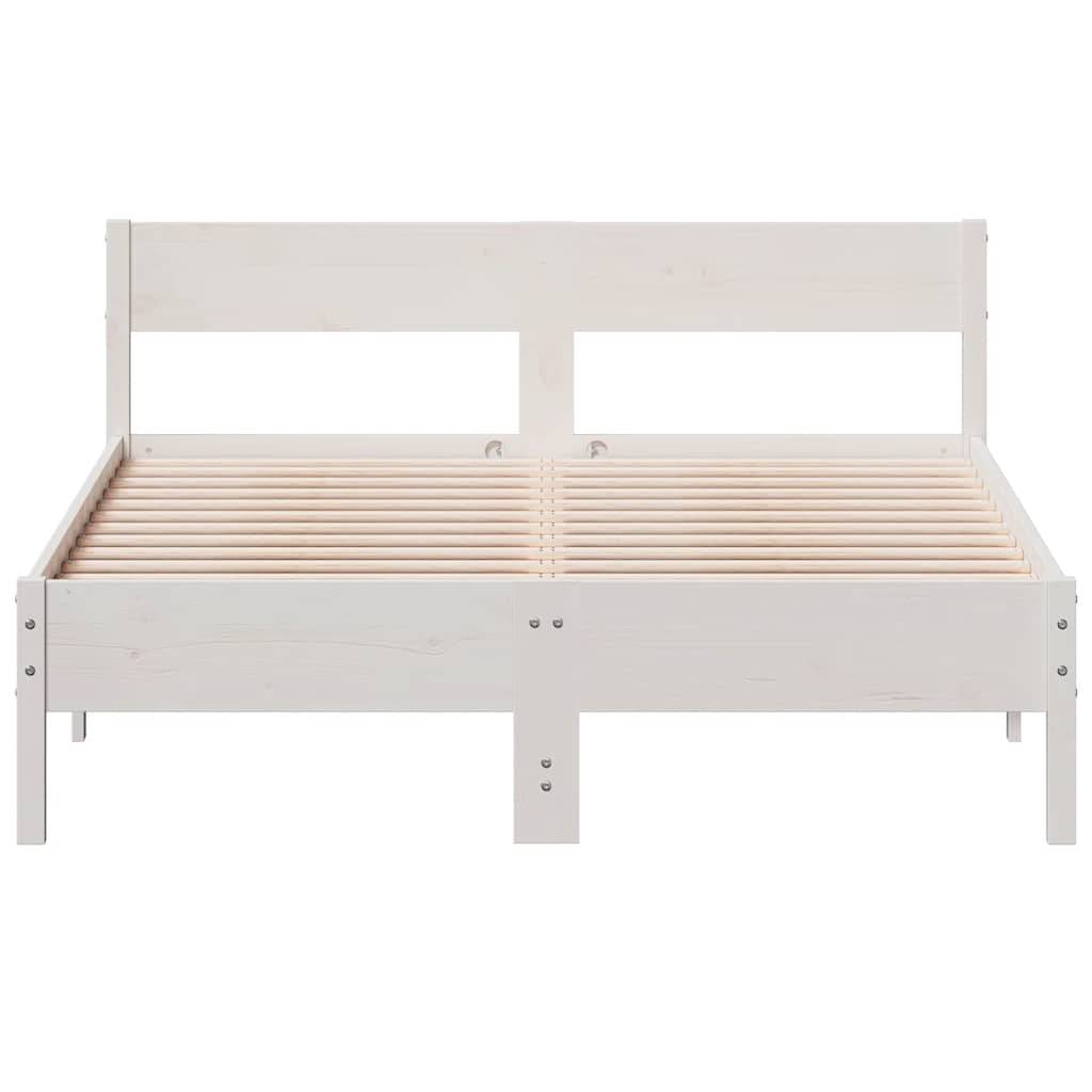 vidaXL Massivholzbett ohne Matratze Weiß 150x200 cm Kiefernholz