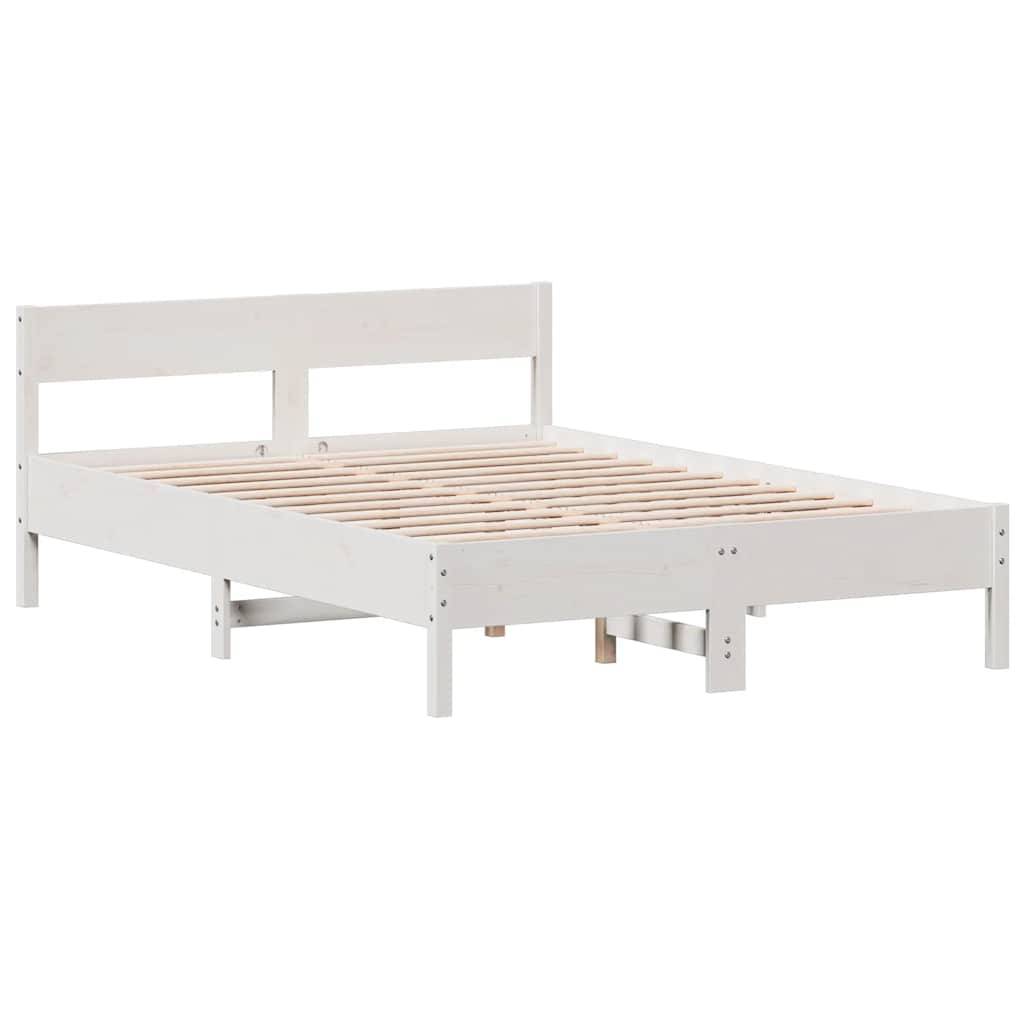 vidaXL Massivholzbett ohne Matratze Weiß 150x200 cm Kiefernholz