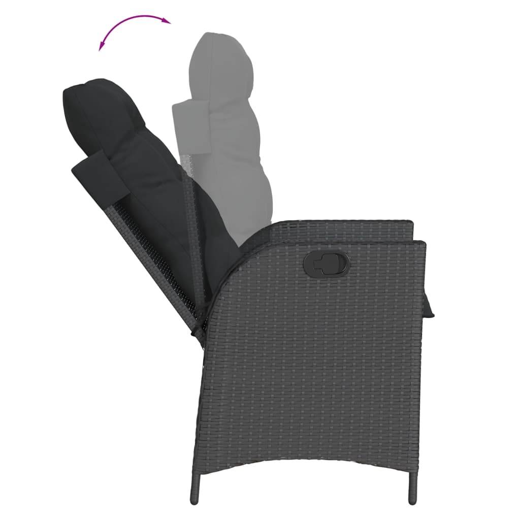 vidaXL 5-tlg. Garten-Essgruppe mit Kissen Schwarz Poly Rattan