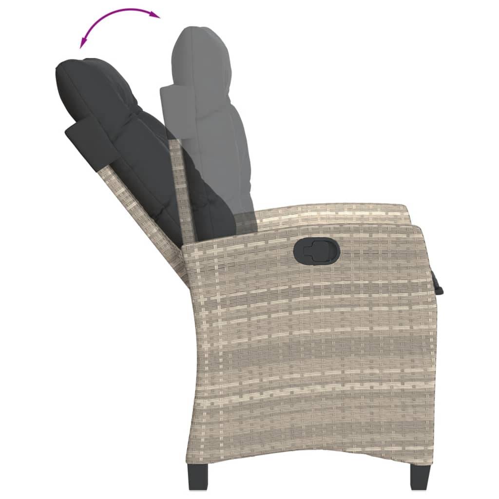 vidaXL 3-tlg. Garten-Essgruppe mit Kissen Hellgrau Poly Rattan