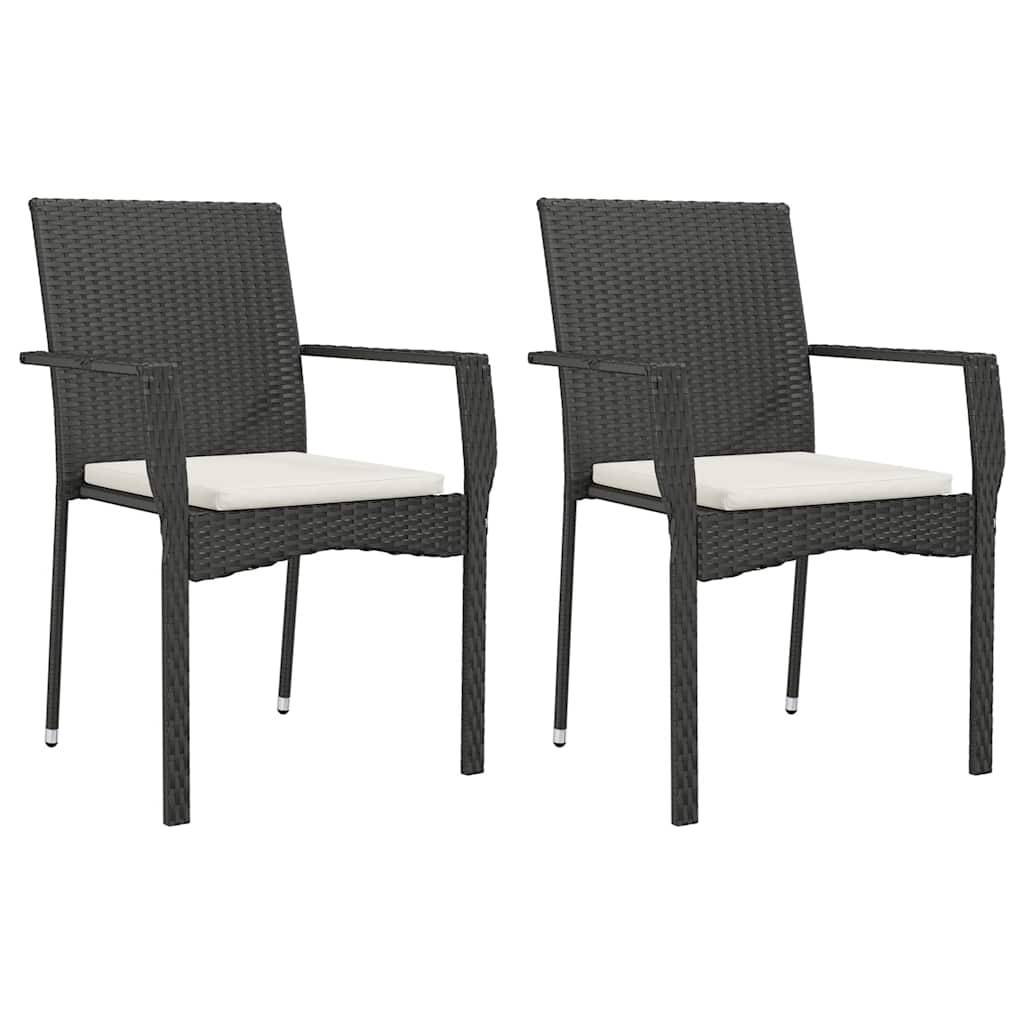 vidaXL 7-tlg. Garten-Essgruppe mit Kissen Schwarz Poly Rattan