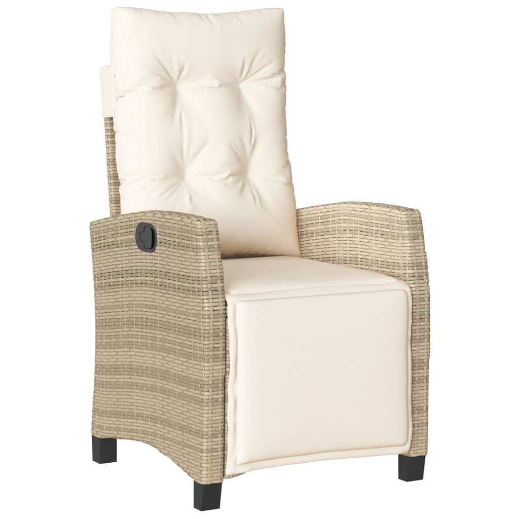 vidaXL Gartensessel mit Fußteil 2 Stk. Verstellbar Beige Poly Rattan