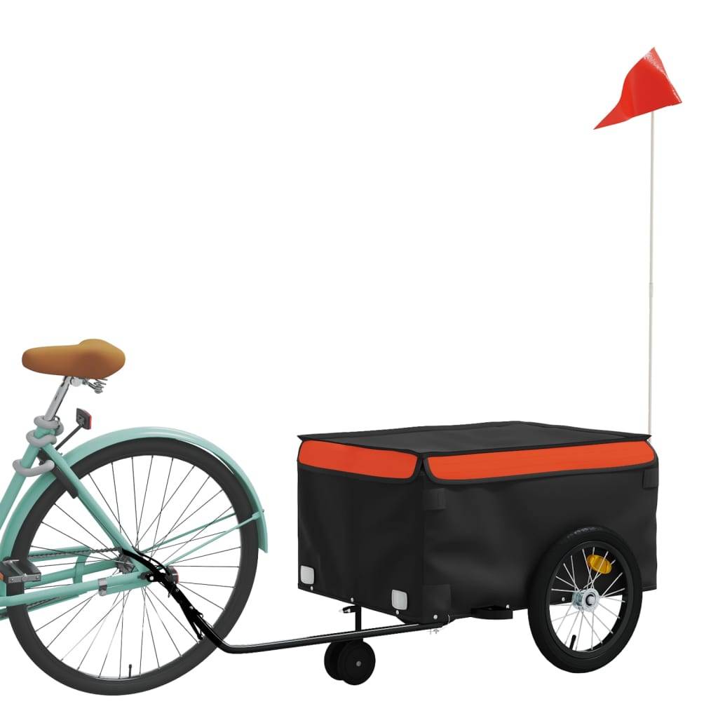 vidaXL Fahrradanhänger Schwarz und Orange 45 kg Eisen